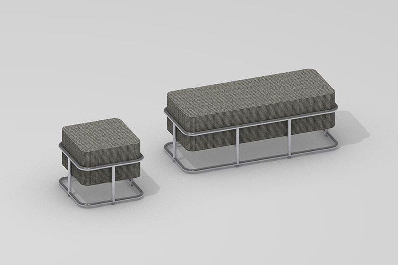Vectorworks 3Dフリー素材「パイプ脚のスツール＋パイプ脚のベンチ」を作りました